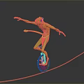Acrobat walking a tightrope 3d model