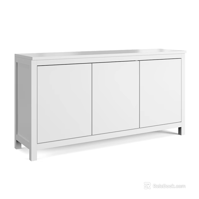 Modern Simple White Console Sideboard Cabinet With Three Doors For Entryway Storage 3d model 