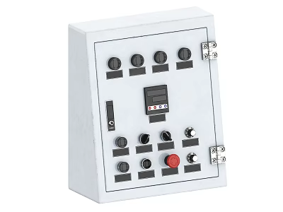 White Industrial Control Box With Buttons Knobs Display Screen And Metal Latches 3d model