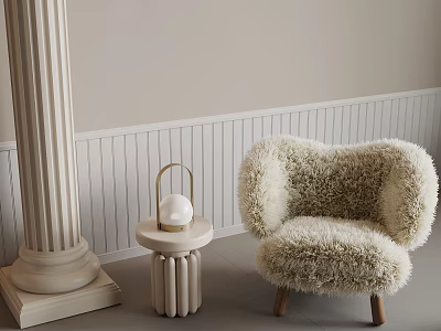 26 modern cream style casual chair side table 3d model