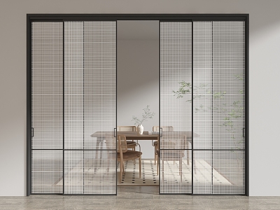 Wire-clamped glass sliding door 3d model