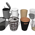 Public Facilities Various Trash Bins With Metal Mesh Wooden And Plastic Designs