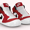 Nike Baby Red And White High Top Shoes With Swoosh Logo And Soft Sole