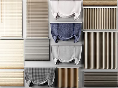 Various Types Of Window Blinds With Different Colors Textures And Patterns 3d model