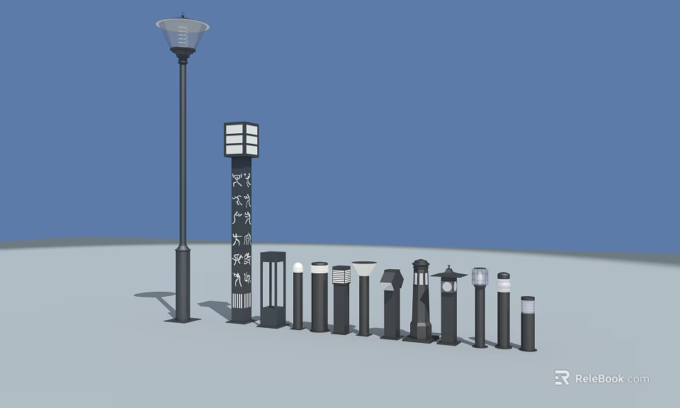 Outdoor Lights Display With Multiple Styles And Modern Design Features 3d model