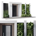 Modern Building Entrance With Black Door Green Living Wall And Decorative Plants