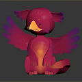 Pink Fantasy Creature With Purple Gradient Wings And Orange Glowing Belly Sitting On Dark Background