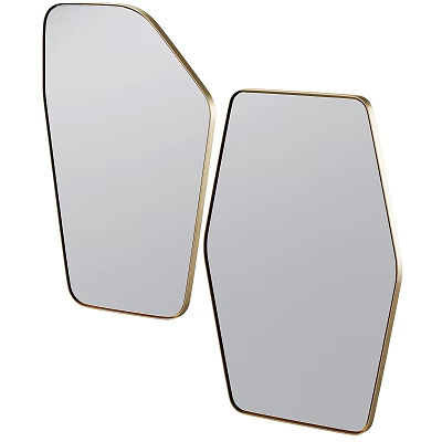Two Geometric Shaped Mirrors With Gold Frames For Modern Interior Decor 3d model