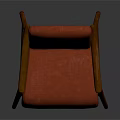 Orange Upholstered Leisure Chair With Wooden Armrests And Sturdy Wooden Legs Design