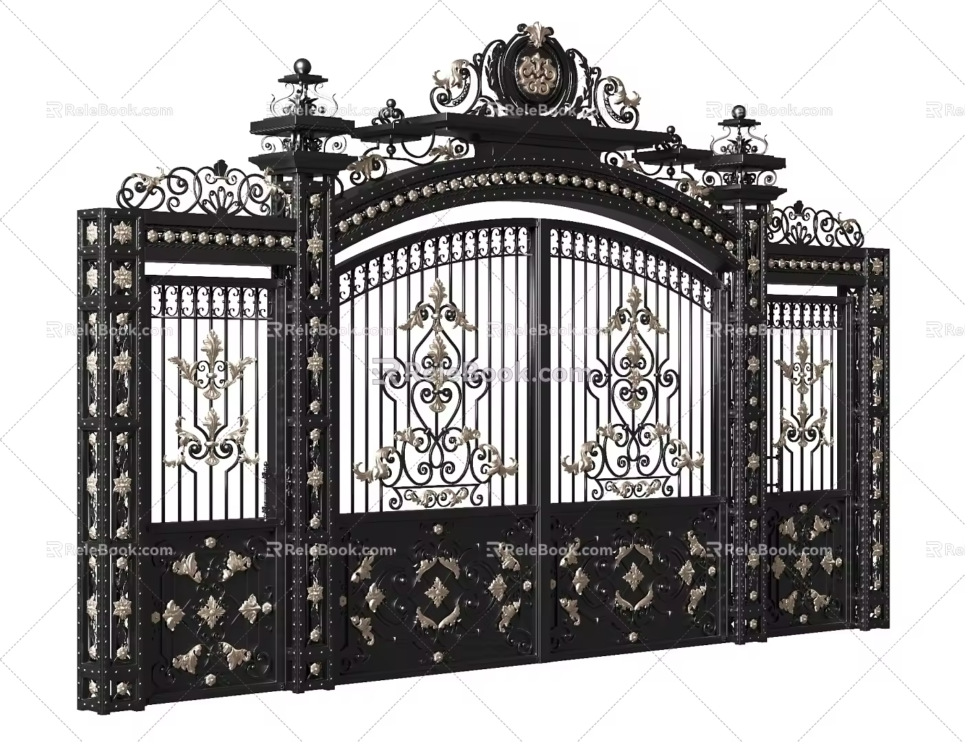 European-style gate Classical wrought iron courtyard gate 3d model