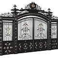 European-style gate Classical wrought iron courtyard gate 3d model