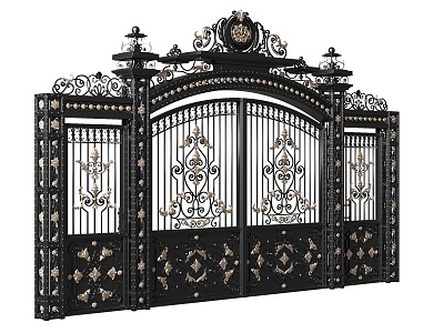 European-style gate Classical wrought iron courtyard gate 3d model