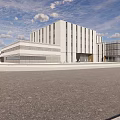 Modern Industrial Factory Building With Glass Curtain Walls And Metal Structure Design
