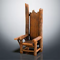 Rustic Wooden Leisure Chair With Natural Wood Grain Armrests And Backrest Design
