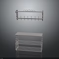 White Metal Storage Rack And Hanging Shelf With Hooks And Multi Tiered Design