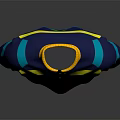 Navy Blue Short Sleeved Polo Shirt With Yellow Collar And Blue Green Yellow Stripes Design