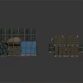 Wooden And Metal Storage Crates In Blue Gray Brown Stacked And Single