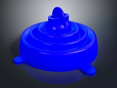 Blue Circular Base Weapon With Layered Ring Structure Top Protrusion And Three Legs 3d model