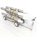 Military Transport Vehicle Trailer Equipped With Multiple Missiles And Wheels