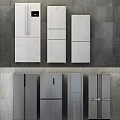 Various Styles Refrigerators in White and Gray Modern Design Display for Home Kitchen Use