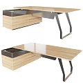 Modern Office Desk With Wooden Top Metal Legs And Functional Drawers