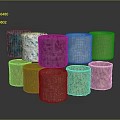 Wood And Stone Decorative Cylinders Featuring Various Colors And Natural Textures