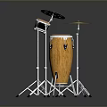 Brown Wooden Decorative Drum Set With Stands And Cymbals For Home Living