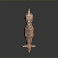 Orange White Spotted Mythical Creature Standing with Canine Like Body Smooth Texture and Shiny Reflection