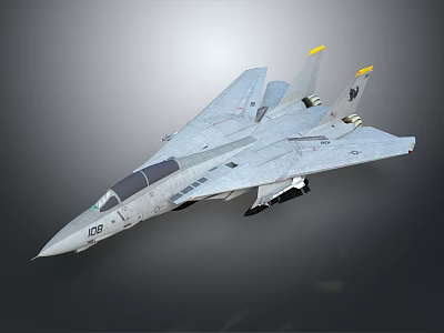 Military Fighter Jet With Gray Body Yellow Tail Fins and Number 109 on Gray Background 3d model