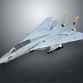 Military Fighter Jet With Gray Body Yellow Tail Fins and Number 109 on Gray Background