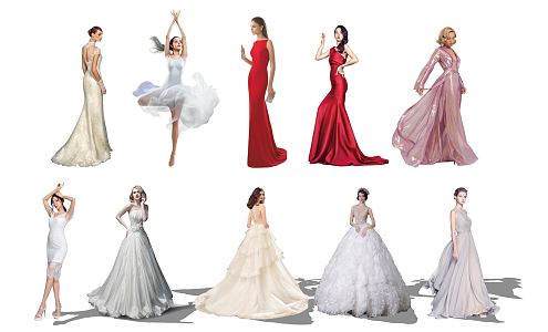 Modern Multiplayer Wedding Dress Characters 3d model