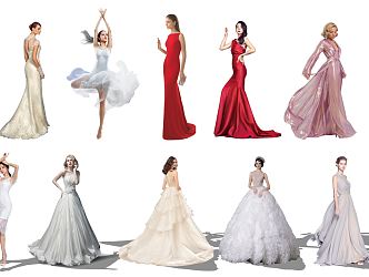 Modern Multiplayer Wedding Dress Characters 3d model