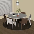 Modern Cream Style Dining Table and Chair Round Dining Table 3d model