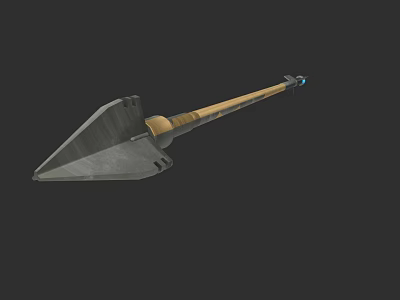 3D Rendered Ancient Weapon Featuring Metal Spearhead Wooden Shaft and Blue Accent 3d model