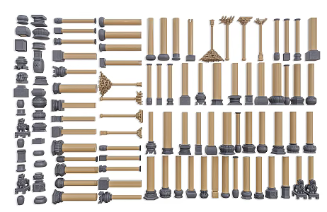 Chinese style column bucket arch mortise and tenon structure new Chinese style ancient architecture column bucket arch mortise and tenon column ancient architecture wooden column head ancient architecture mortise and tenon component 3d model