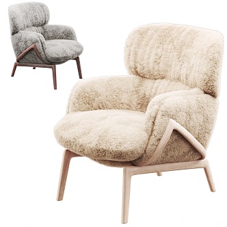 Modern Sofa Chair Leisure Chair Single Chair Armchair Wool Plush Chair 3d model