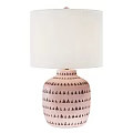Pink Table Lamp With Black Triangular Patterns And White Lampshade 3d model