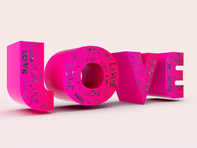 Pink Locker With LOVE Letters And Percentage Symbols Decorative Design 3d model
