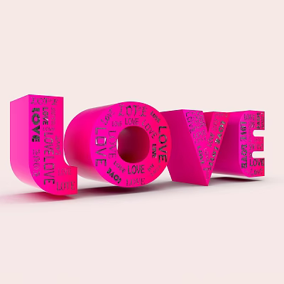 Pink Locker With LOVE Letters And Percentage Symbols Decorative Design 3d model