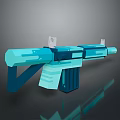 Turquoise Blue Low Poly Rifle with Modern Geometric Design Glossy Finish on Dark Background