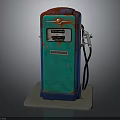 Rusted Vintage Gas Pump With Green Red Finish And Fuel Nozzle On Base