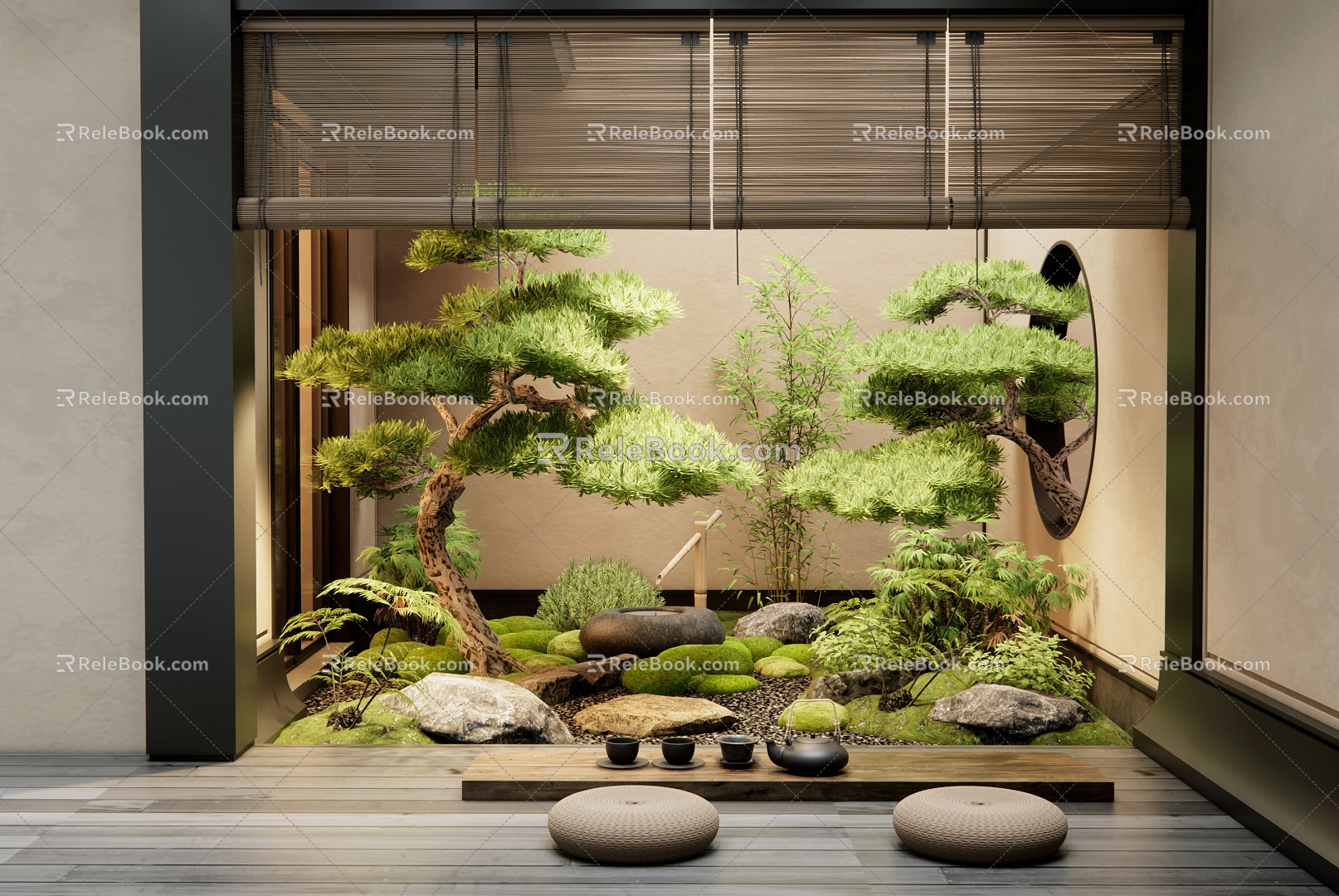 New Chinese Courtyard Landscape Atrium Landscape Landscaping Plants Pine Tree Landscape Tree model