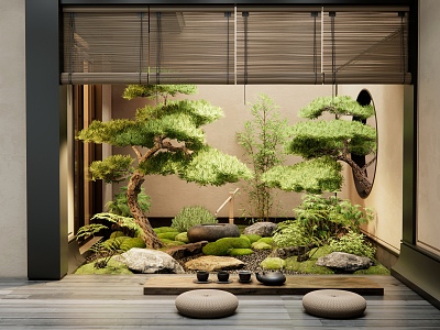 New Chinese Courtyard Landscape Atrium Landscape Landscaping Plants Pine Tree Landscape Tree model