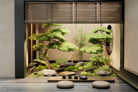 New Chinese Courtyard Landscape Atrium Landscape Landscaping Plants Pine Tree Landscape Tree 3d model