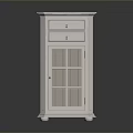 White Storage Cabinet With Two Drawers And Glass Panel Door For Home Living Room Organization