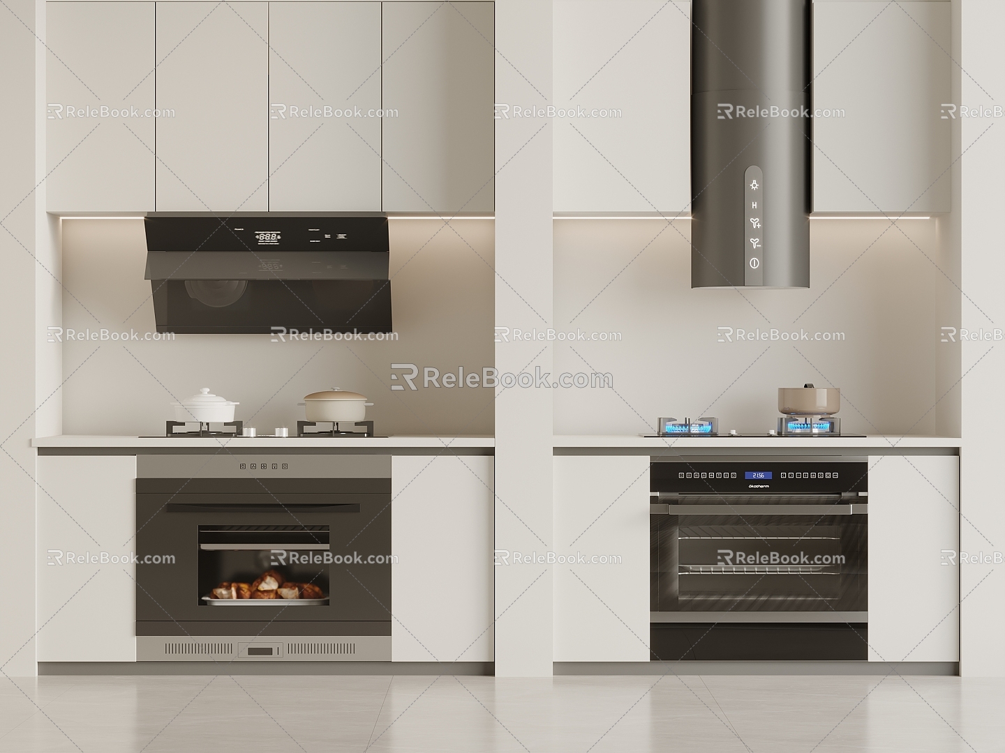 Modern smoke machine stove combination 3d model