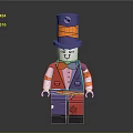 Lego Figure With Purple Orange Tall Hat Red Vest Bow Tie And Pants