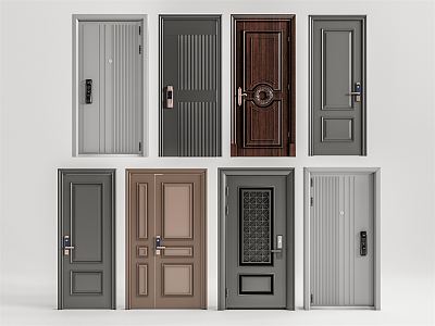 Modern security door entry door security door 3d model