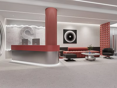 Modern Beauty Hair Salon Interior With Stylish Reception Desk And Sofa Seating 3d model