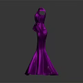 Shiny Purple Evening Gown With Metallic Fabric And Mermaid Silhouette